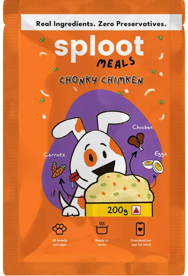 Sploot Chonky Chimken pouch showing chicken, carrot and egg icons