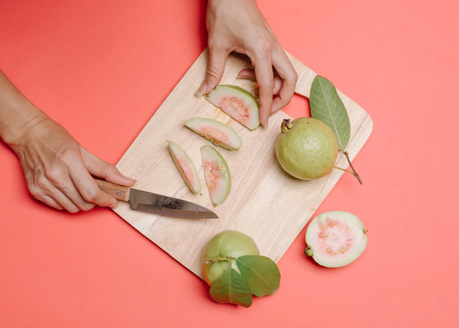 Bite-sized fruit pieces measured for a dog treat