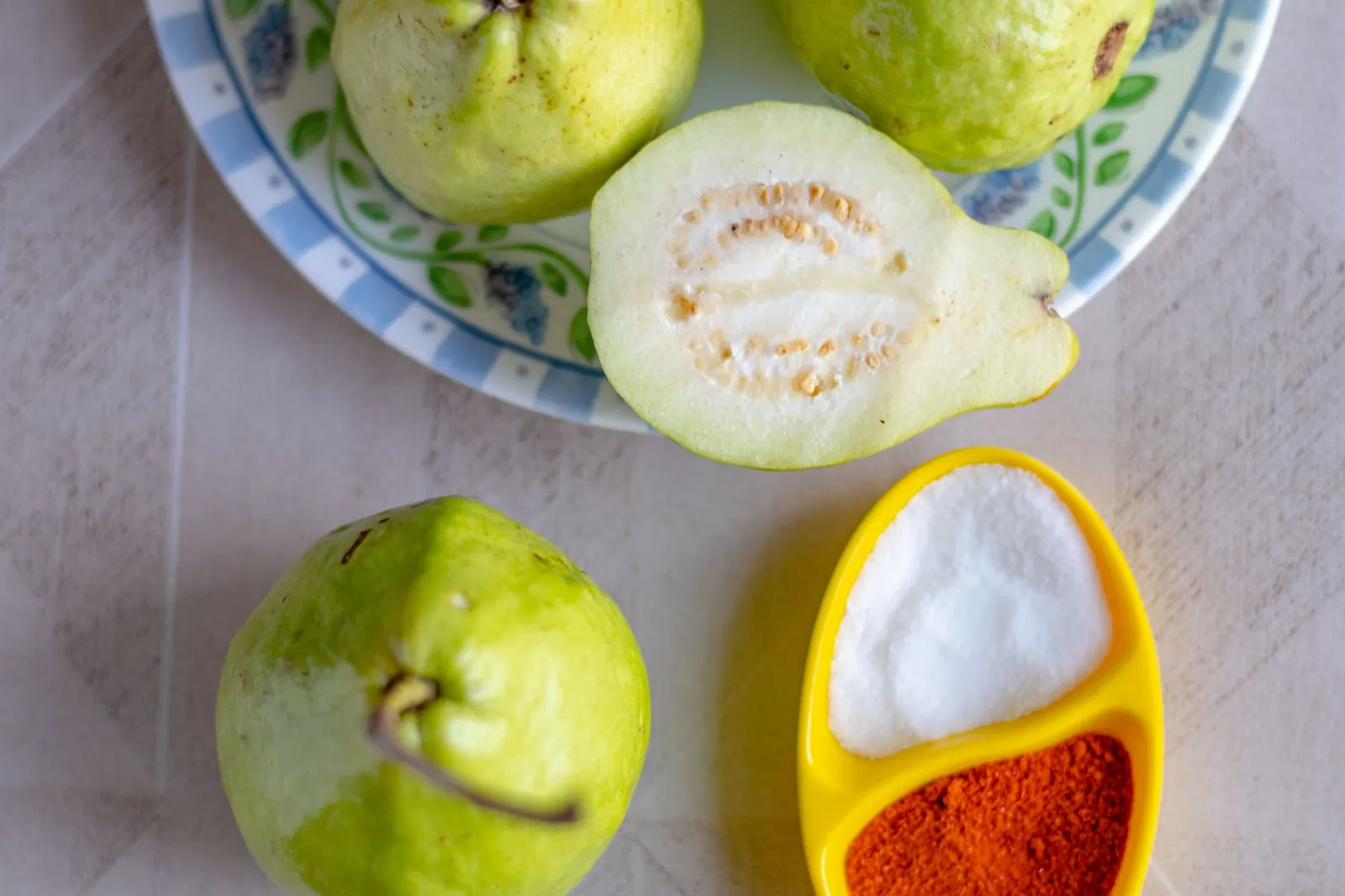 Guava flesh prepared with peel and seeds removed