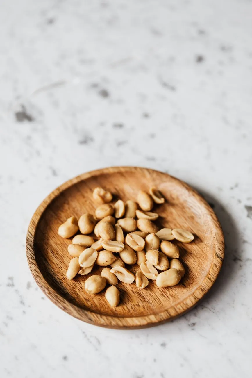 Handful of peanuts showing a high-fat snack