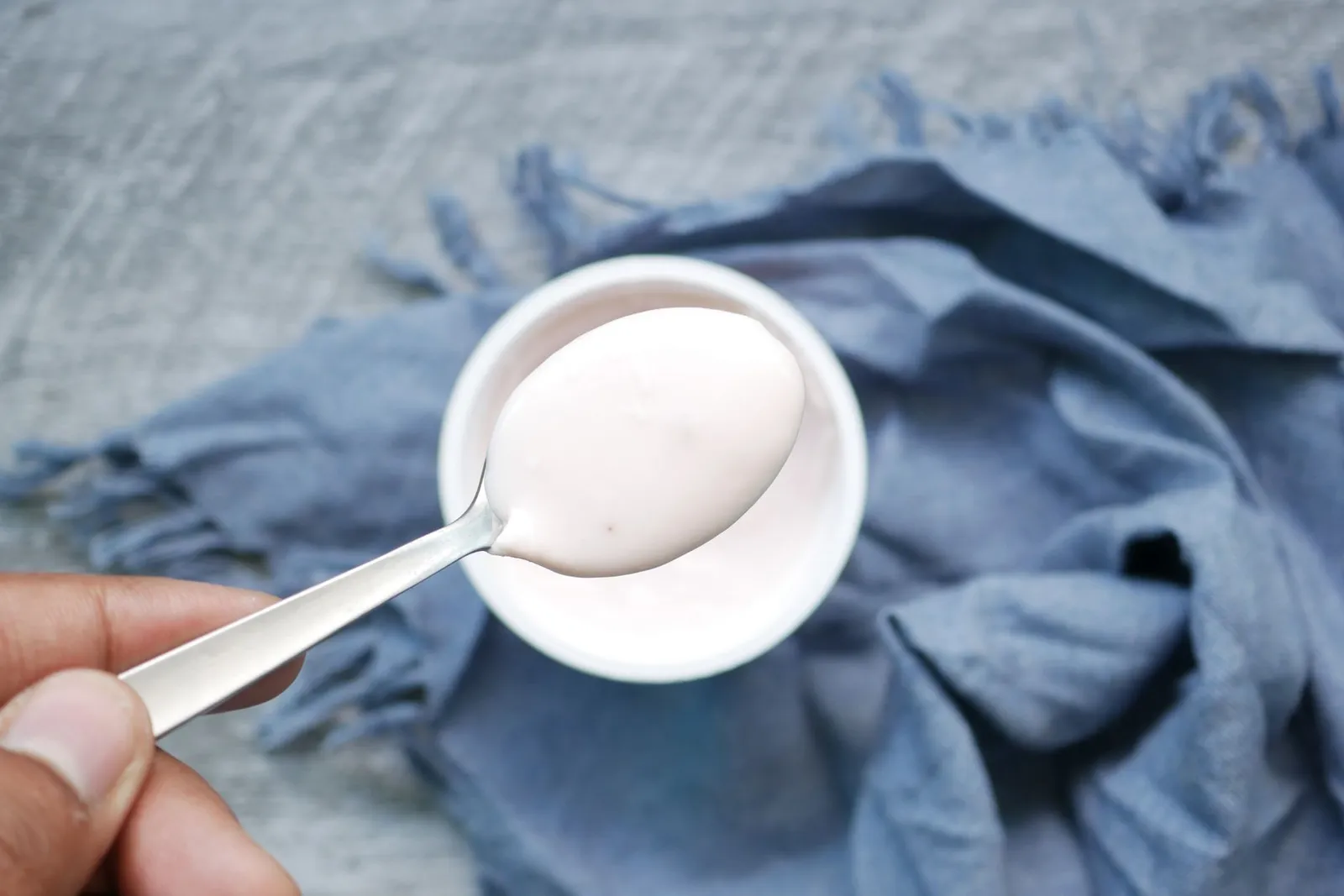 Teaspoon of plain yogurt for a careful dairy test