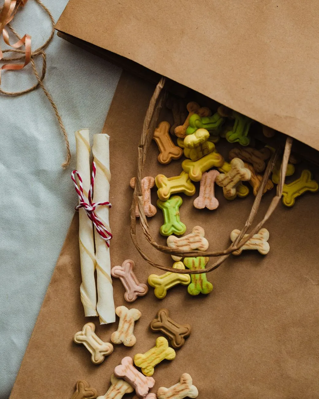 Dog training treats and biscuits in a small bowl