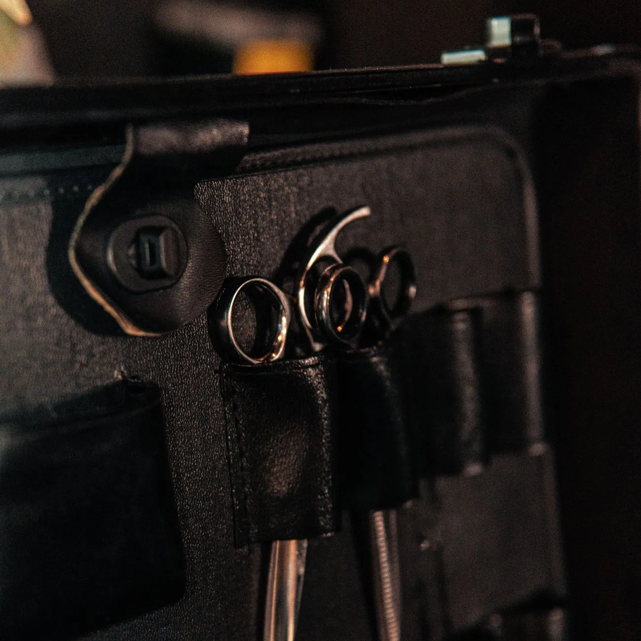 Clean grooming scissors stored dry after a home session