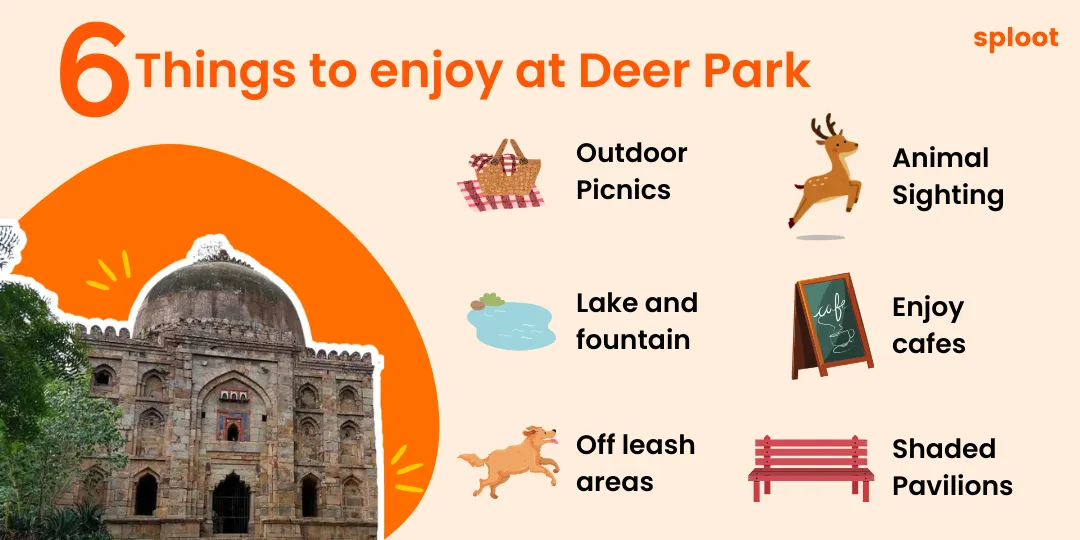 Graphic listing six things to enjoy at Deer Park with a monument photo
