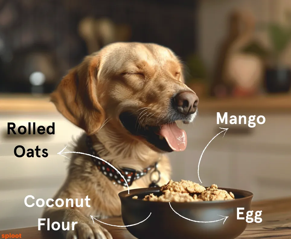 image showing a dog enjoying mango and oatmeal cookies