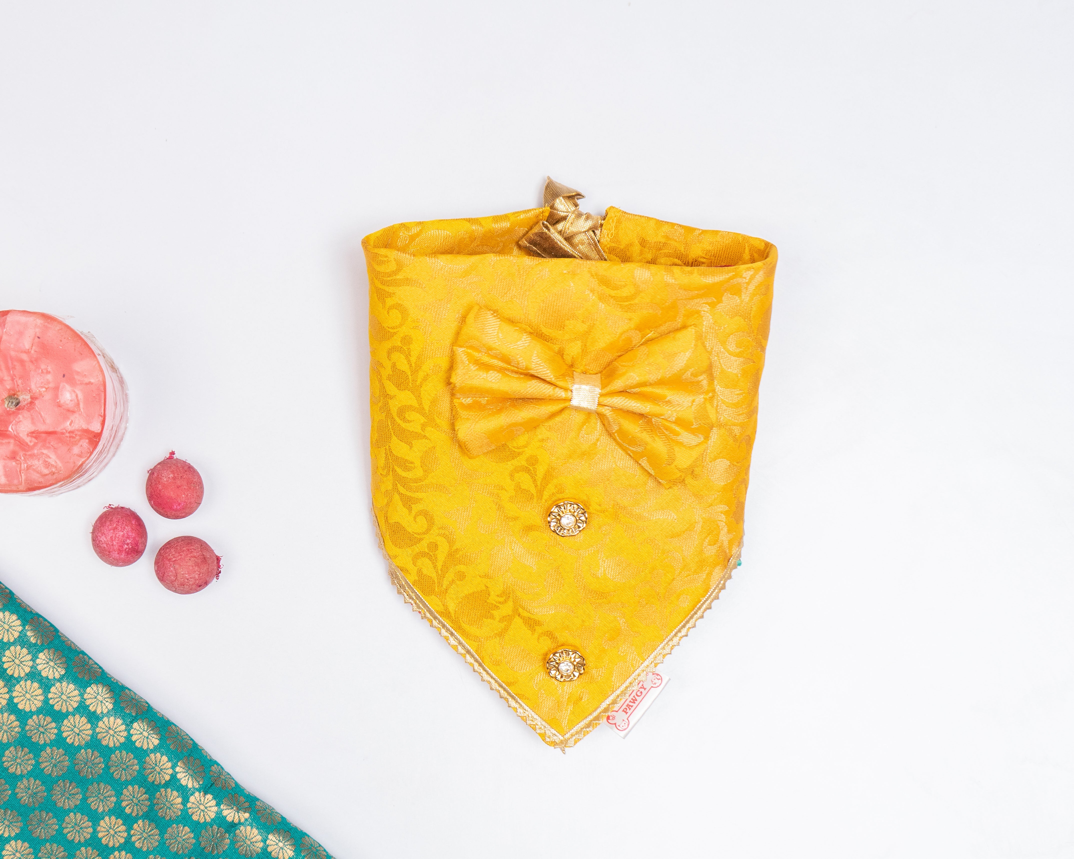 Pawgy Pets Occasion Wear Bow Bandana Yellow for Dogs & Cats – image 2