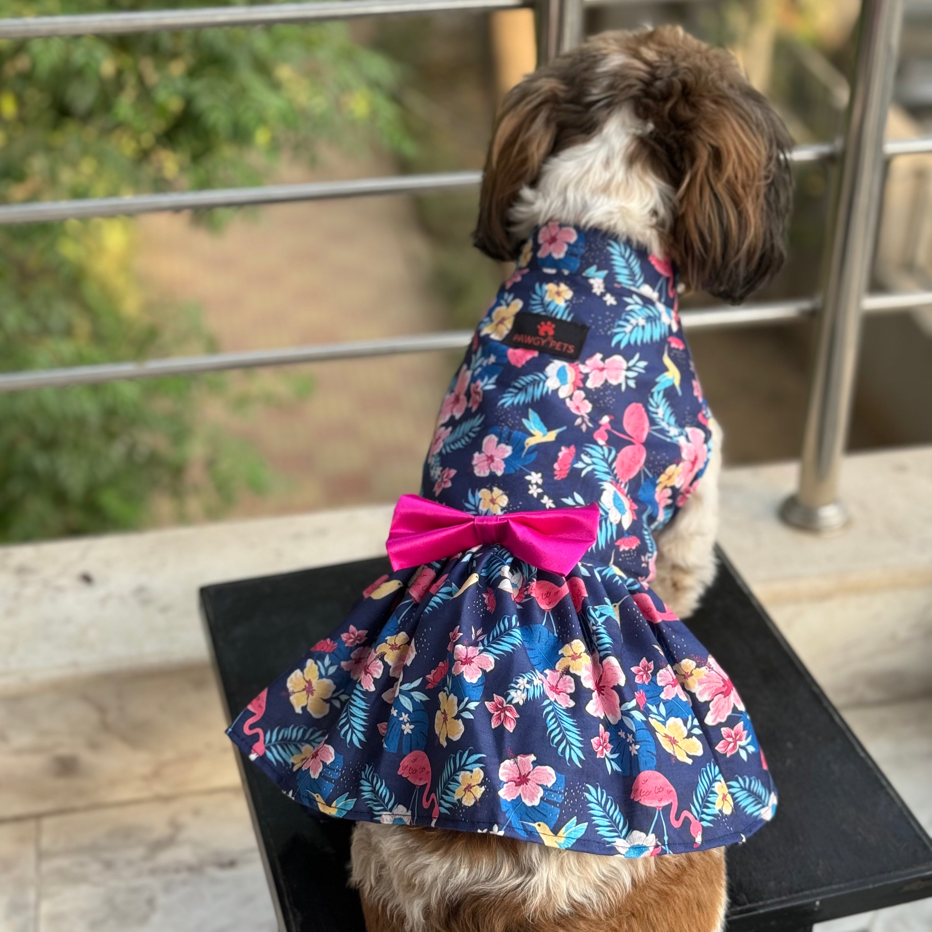 Pawgy Pets Hawaiian Flamingo Dress Navy Blue for Dogs – image 2