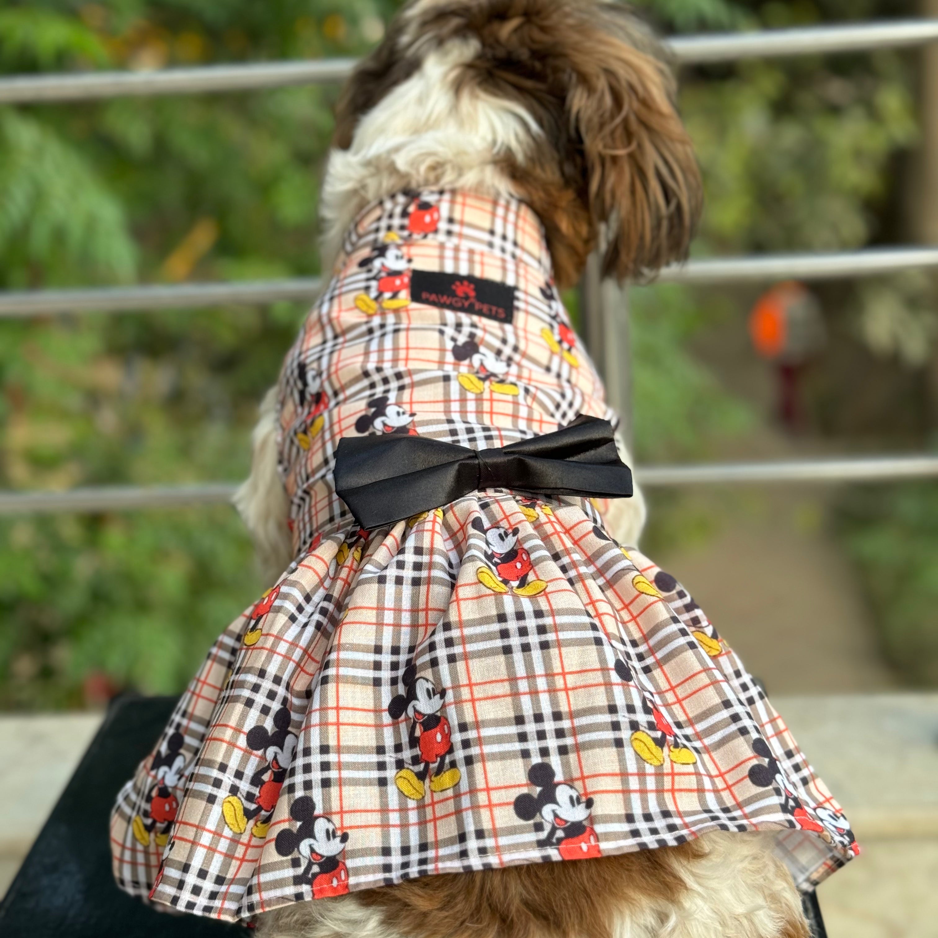 Pawgy Pets Mickey Check Dress Beige for Dogs – image 4