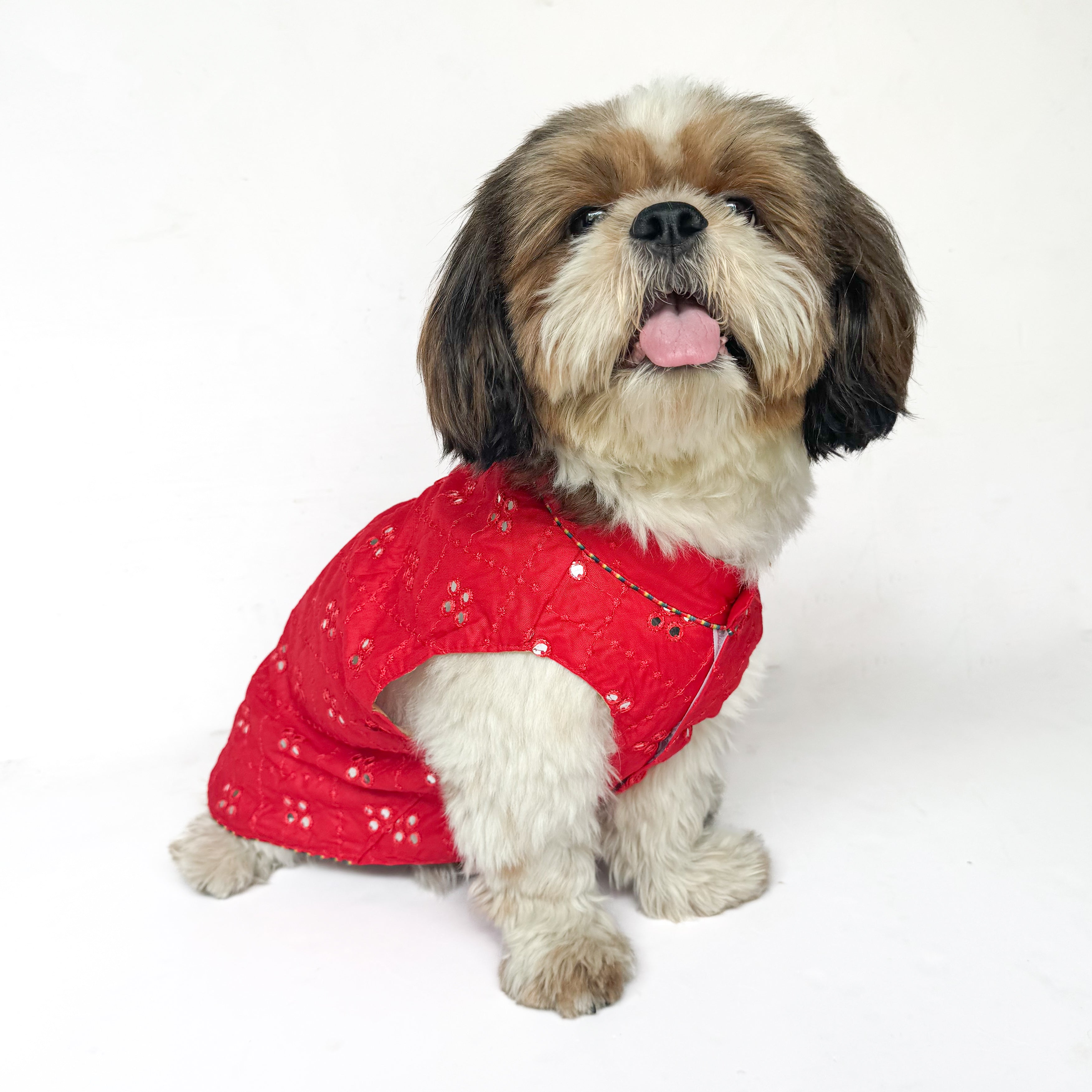 Pawgy Pets Festive Shirt Red Mirror Work for Dogs – image 3