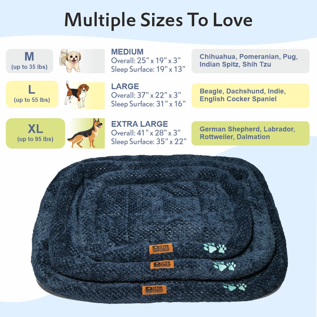 Petter World All Weather Ultra Soft Dog Mat with Padded Perimeters for Head & Jaw Support, Ensign Blue – image 5