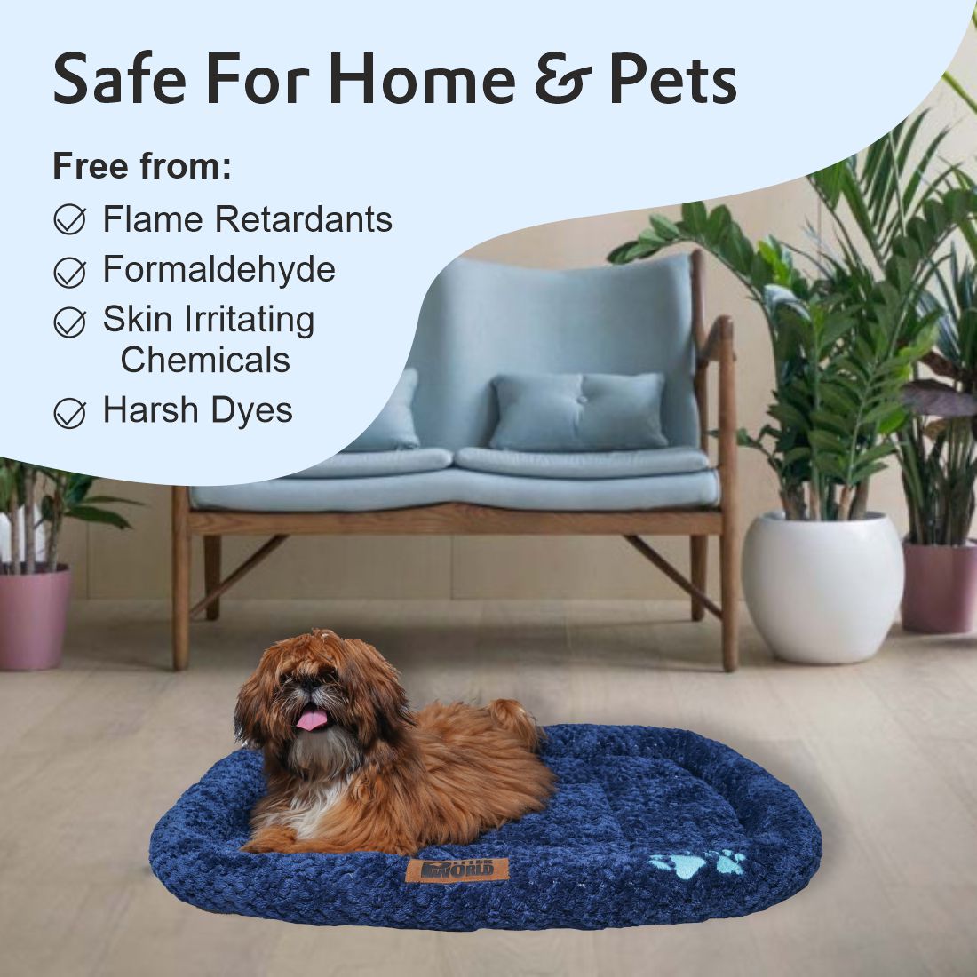 Petter World All Weather Ultra Soft Dog Mat with Padded Perimeters for Head & Jaw Support, Ensign Blue – image 9