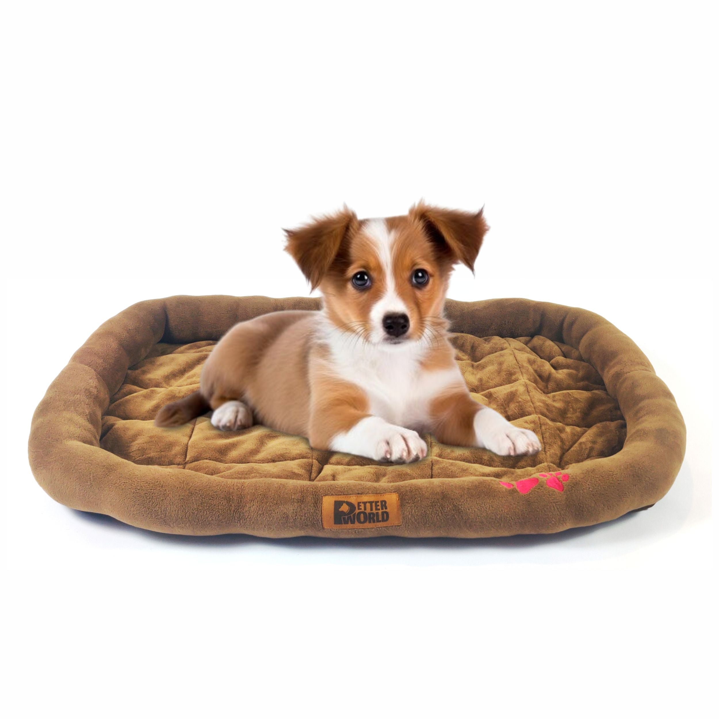 Petter World All Weather Ultra Soft Dog Mat with Padded Perimeters for Head & Jaw Support, Mocha Brown – image 2