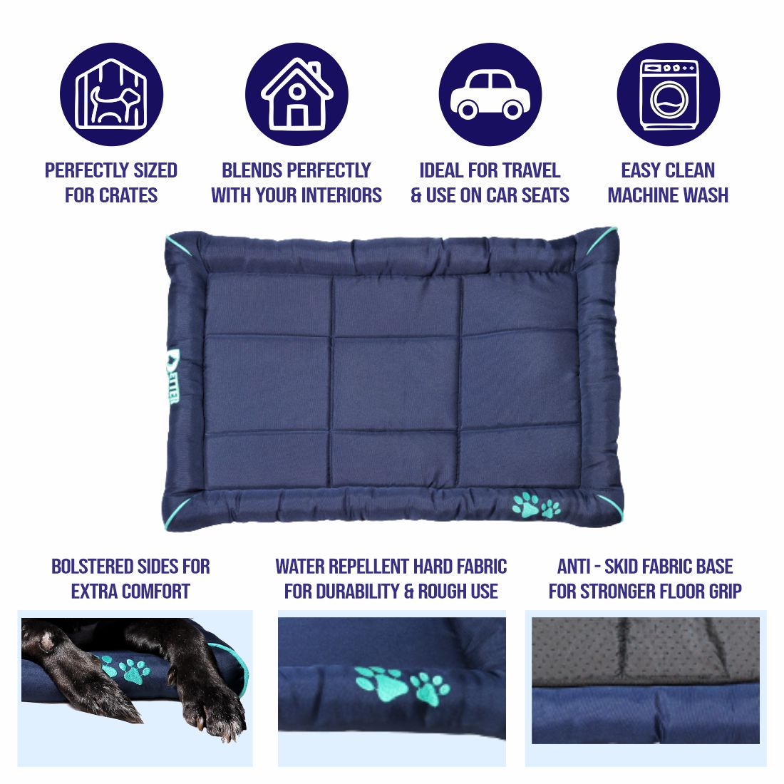 Petter World Waterproof Dog Mat with Padded Perimeters for Head & Paw Support – image 5