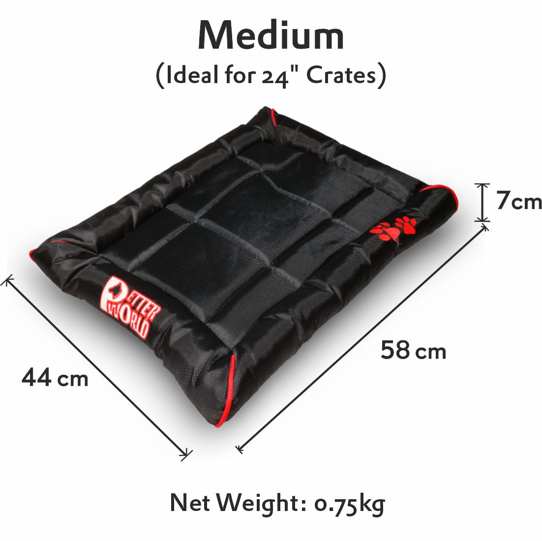 Petter World Waterproof Dog Mat with Padded Perimeters for Head & Paw Support, Jet Black – image 6