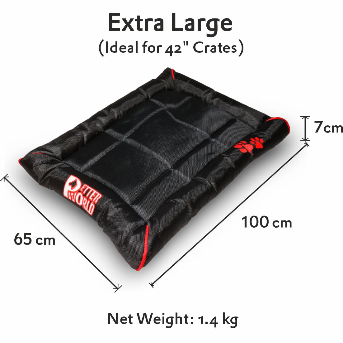 Petter World Waterproof Dog Mat with Padded Perimeters for Head & Paw Support, Jet Black – image 8