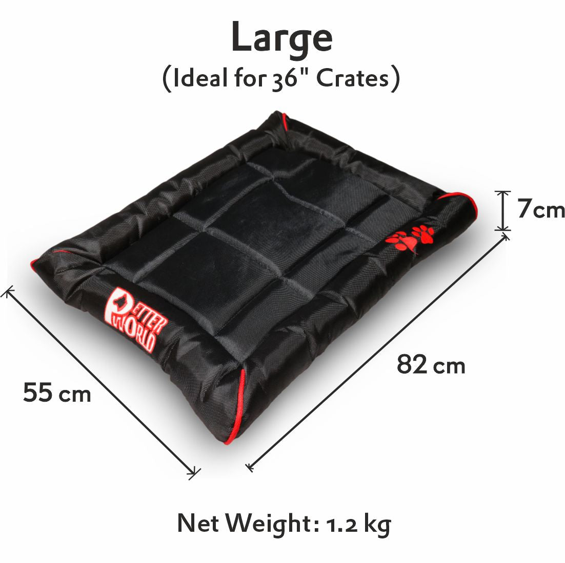 Petter World Waterproof Dog Mat with Padded Perimeters for Head & Paw Support, Jet Black – image 7