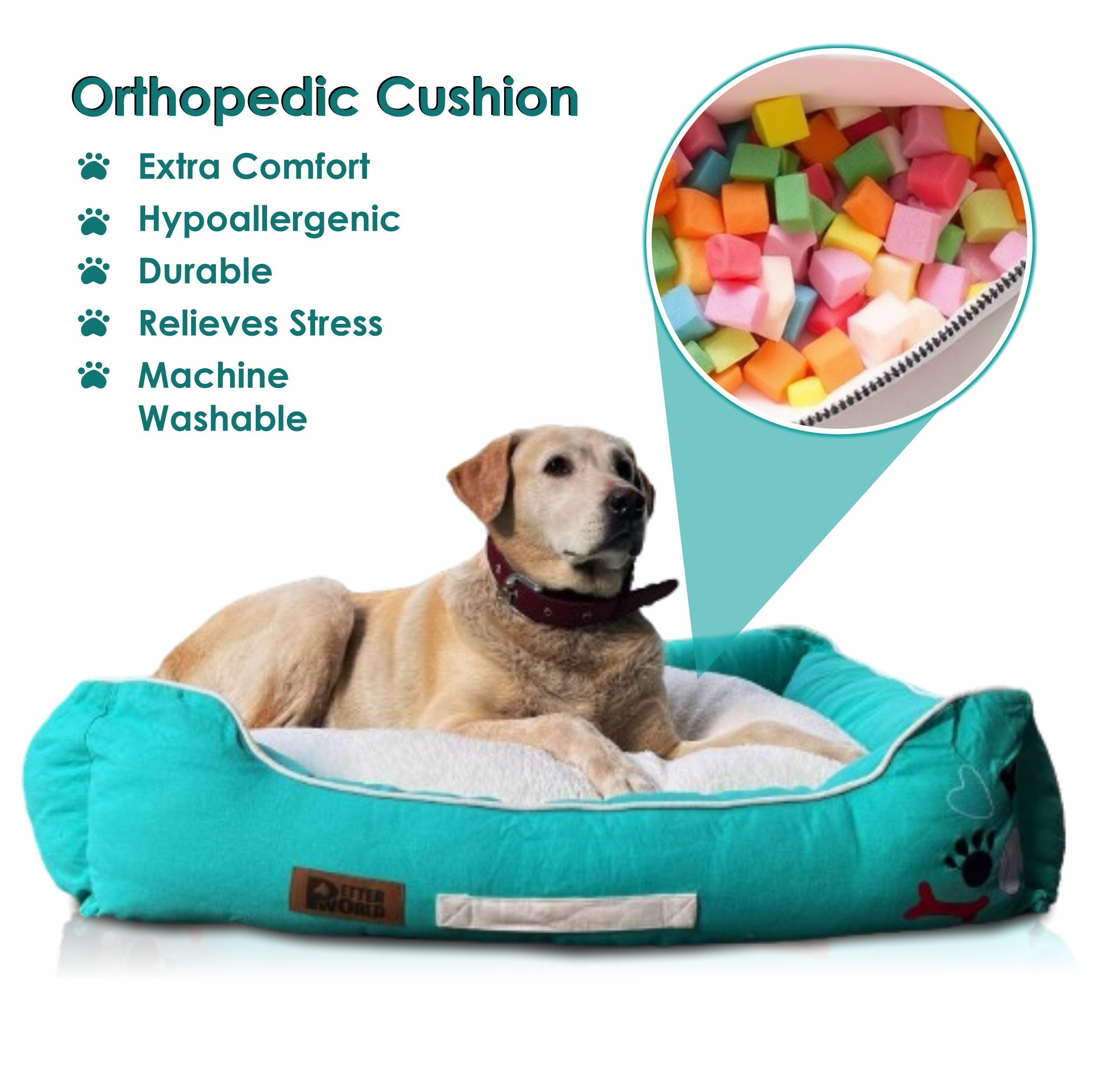 Petter World Luxury Turquoise Lounger Bed with Removable Cushion – image 2