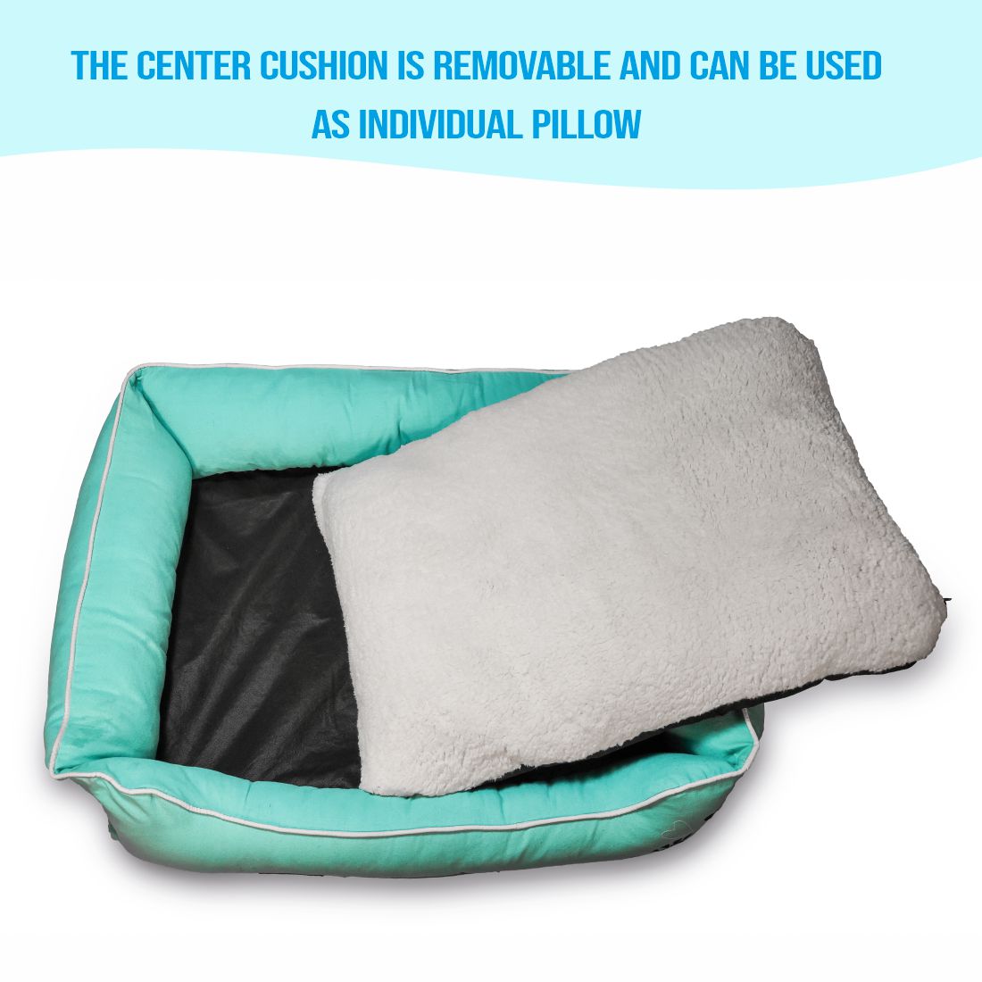 Petter World Luxury Turquoise Lounger Bed with Removable Cushion – image 6