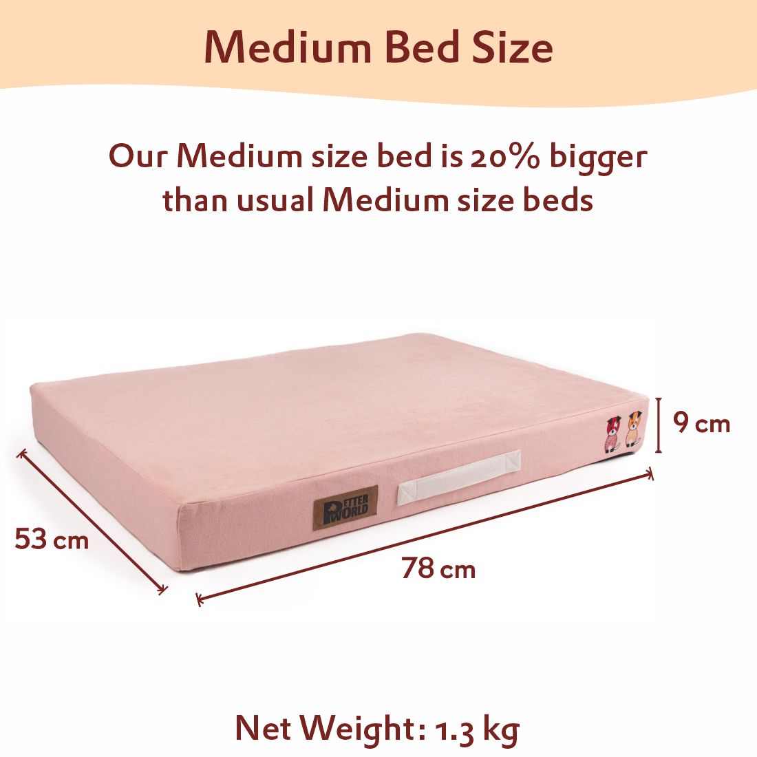 Petter World Orthopedic Memory Foam Bed, Peach Pearl – image 8