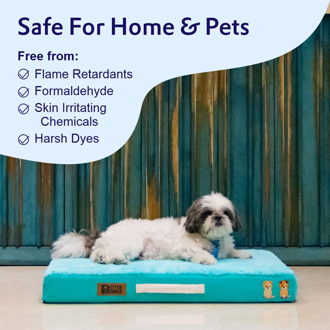 Petter World Orthopedic Memory Foam Bed, Turquoise – image 11