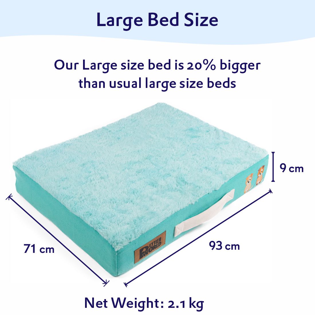 Petter World Orthopedic Memory Foam Bed, Turquoise – image 9