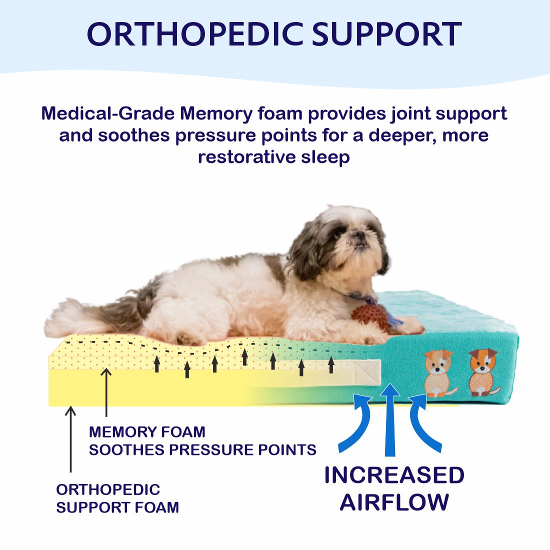 Petter World Orthopedic Memory Foam Bed, Turquoise – image 2