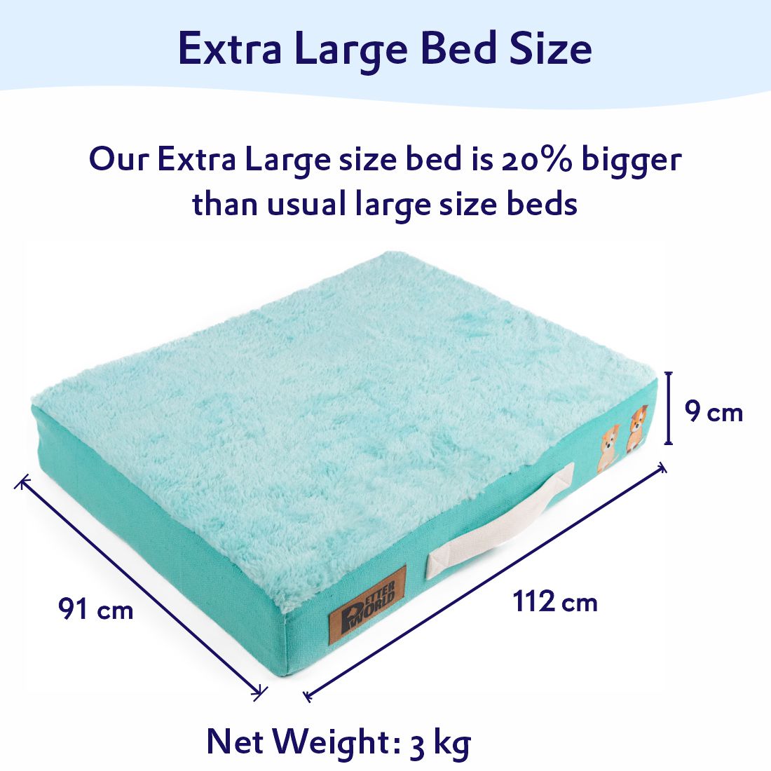 Petter World Orthopedic Memory Foam Bed, Turquoise – image 10