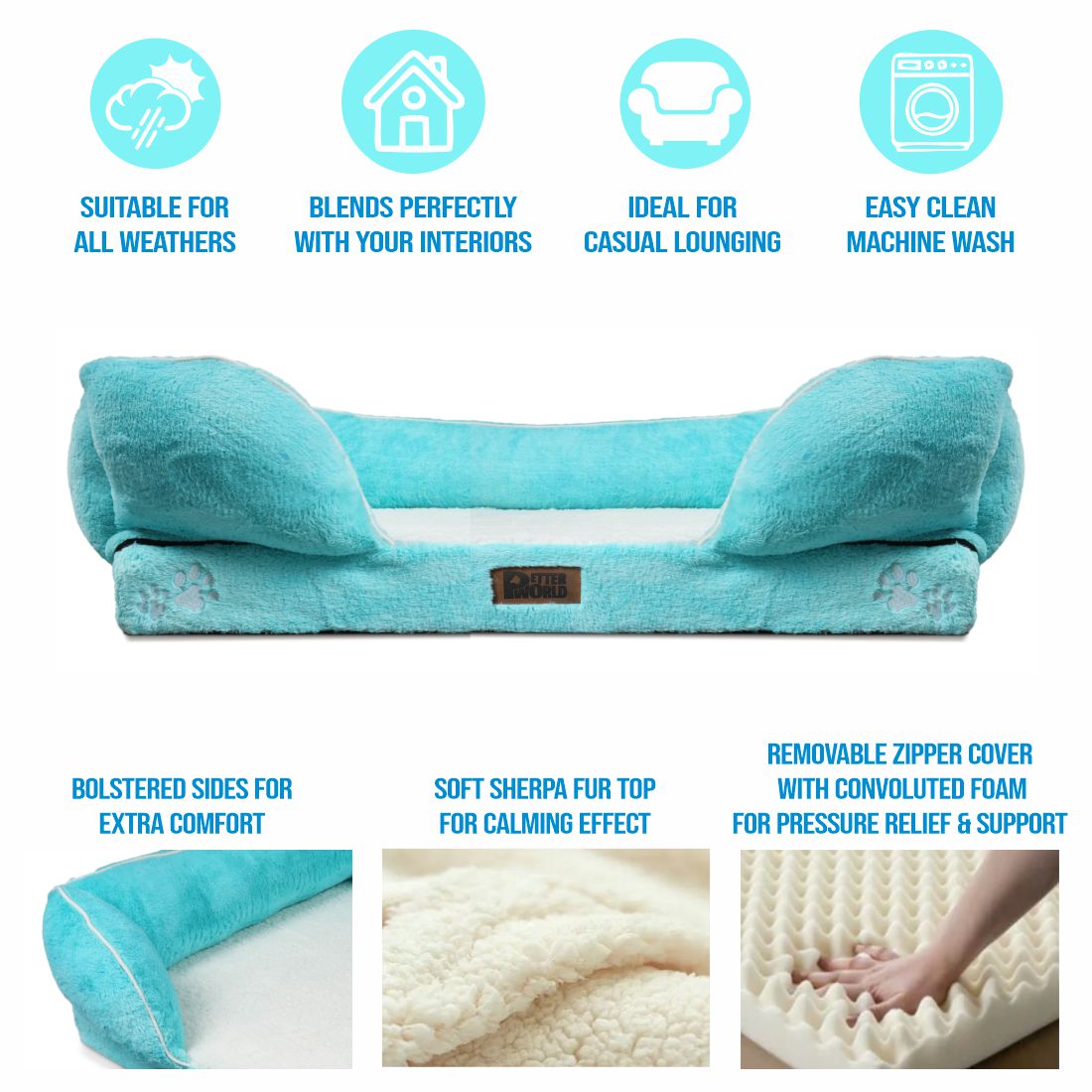 Petter World Orthopedic Foam Sofa Bed - Turquoise – image 5