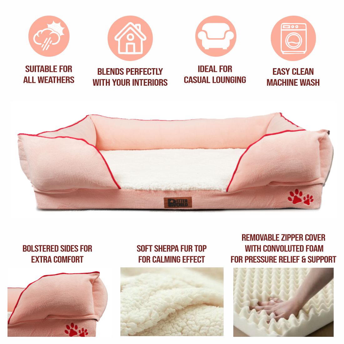 Petter World Orthopedic Foam Sofa Bed - Peach Pearl – image 6