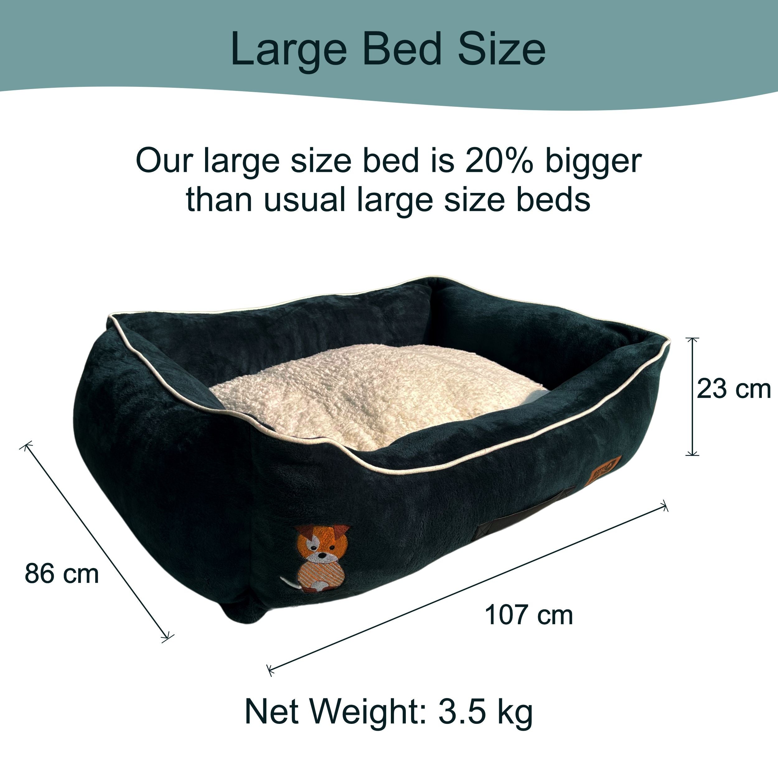 Petter World Luxury Bottle Green Lounger Bed with Removable Cushion – image 12
