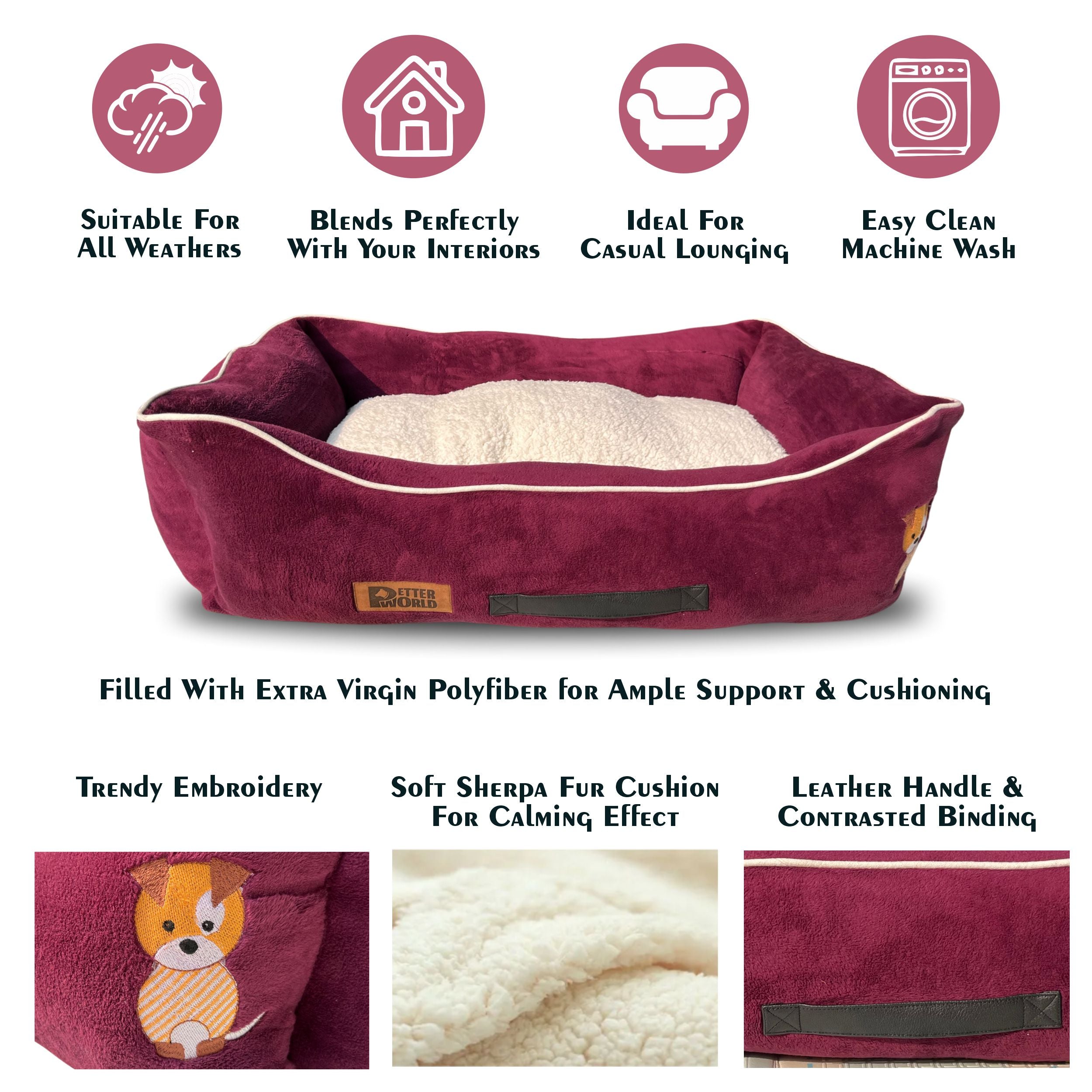 Petter World Luxury Mulled Wine Lounger Bed with Removable Cushion – image 5