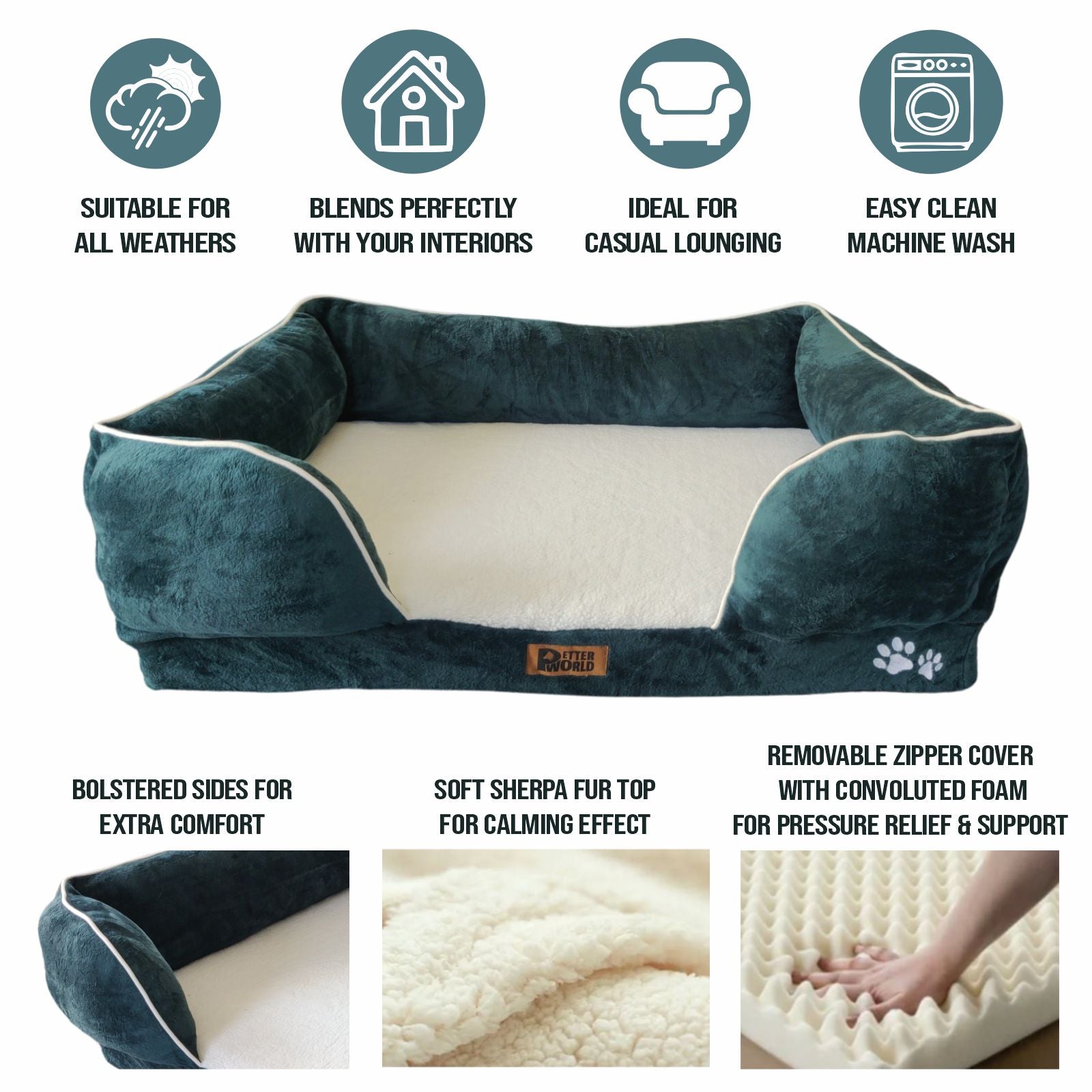 Petter World Orthopedic Foam Sofa Bed - Bottle Green – image 3