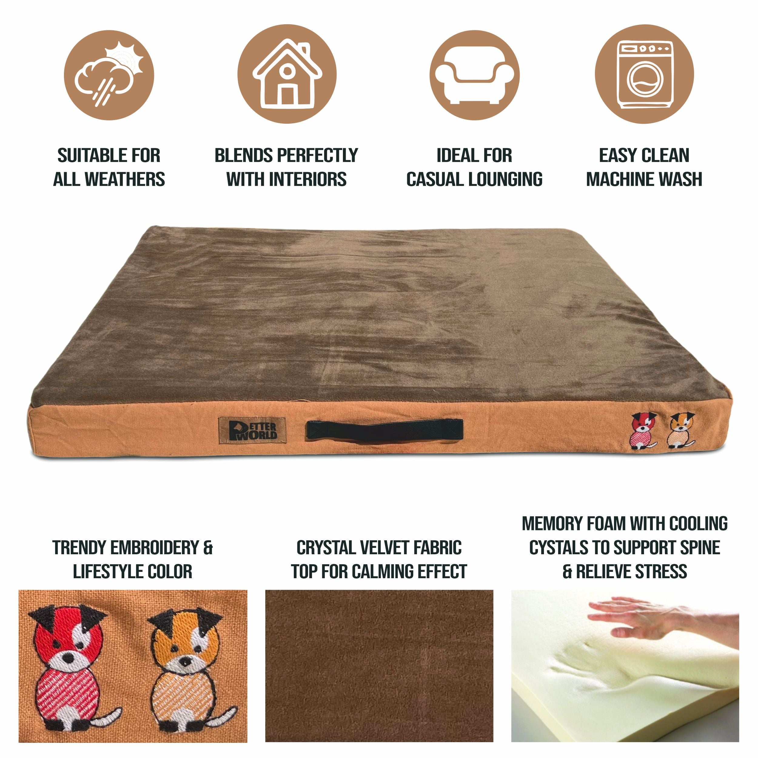 Petter World Orthopedic Memory Foam Bed - Mocha Brown – image 2