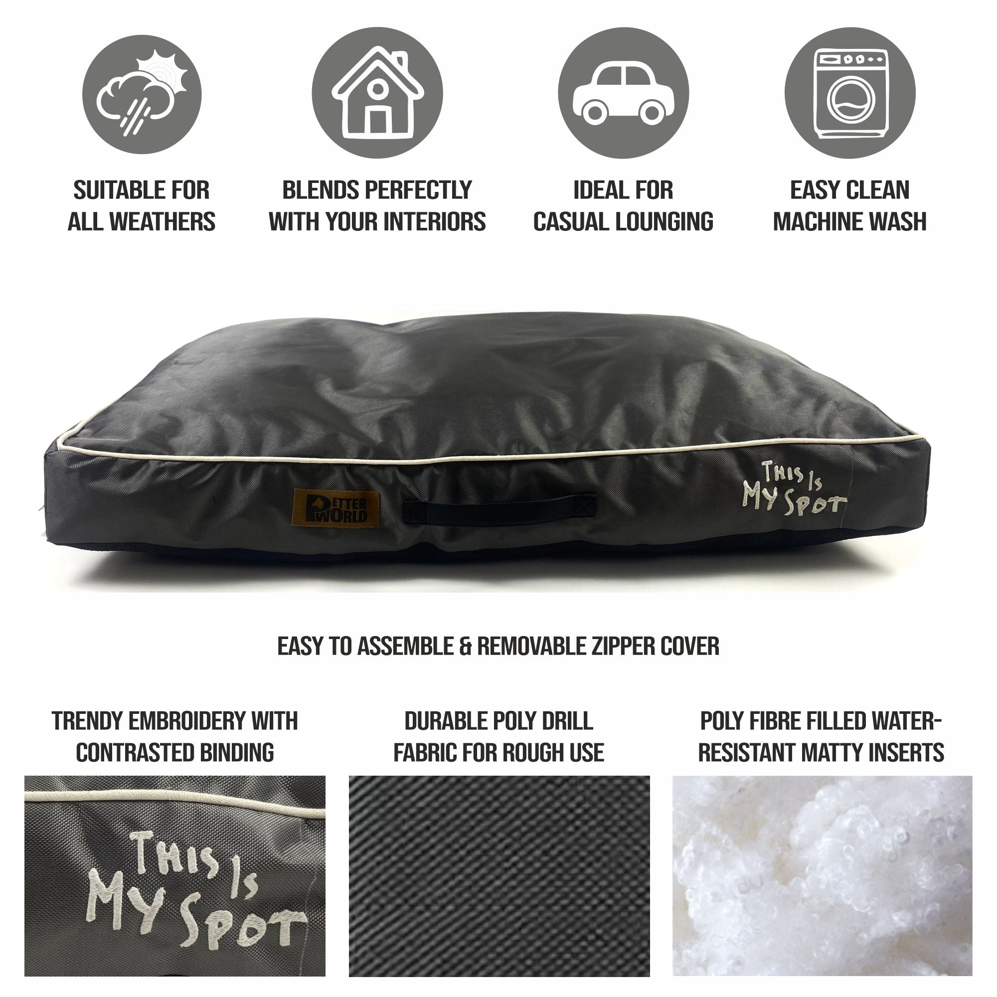 Petter World Waterproof Cushion Mattress - Steel Gray – image 3